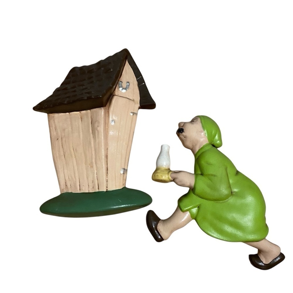 Vintage 70's Arnel Race To The Outhouse Ceramic Wall Hanging Ma Pa Green Pajama